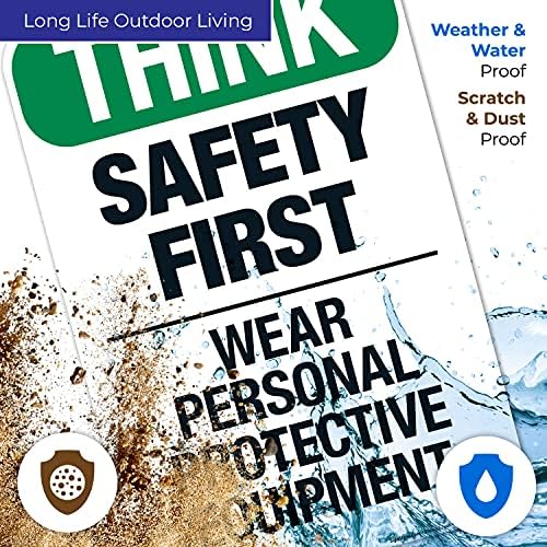 Think Safety First Wear Personal Protective Equipment Sign, - Image 3
