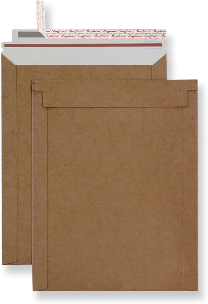 Rigid Mailers 30 Pack 6.25 x 8.25 inches Brown Self Seal Stay Flat Bulk by Bonfasvo