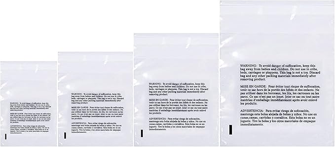 Poly Bags with Suffocation Warning 6x9", 11x14" by RetailSupplyCo
