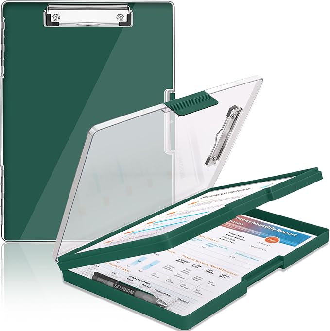 Clipboard with Storage, Heavy Duty Clip Boards 8.5x11 with 2 Storage Case by SFLHHDM