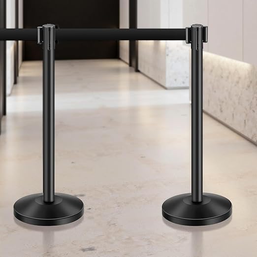 VEVOR Stanchion Post, Carbon Steel Black Stanchions Queue - Image 8