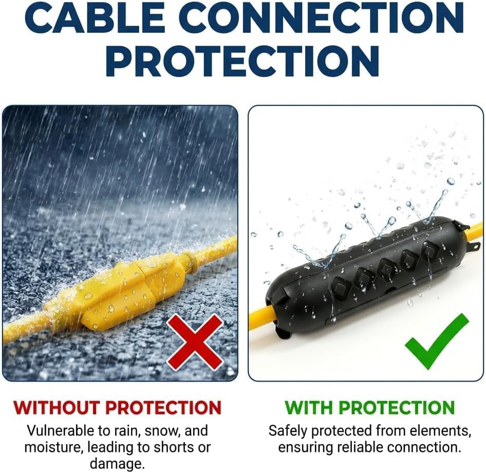 20ft Black Outdoor Extension Cord & Waterproof Extension Cord Cover Kit - Image 5