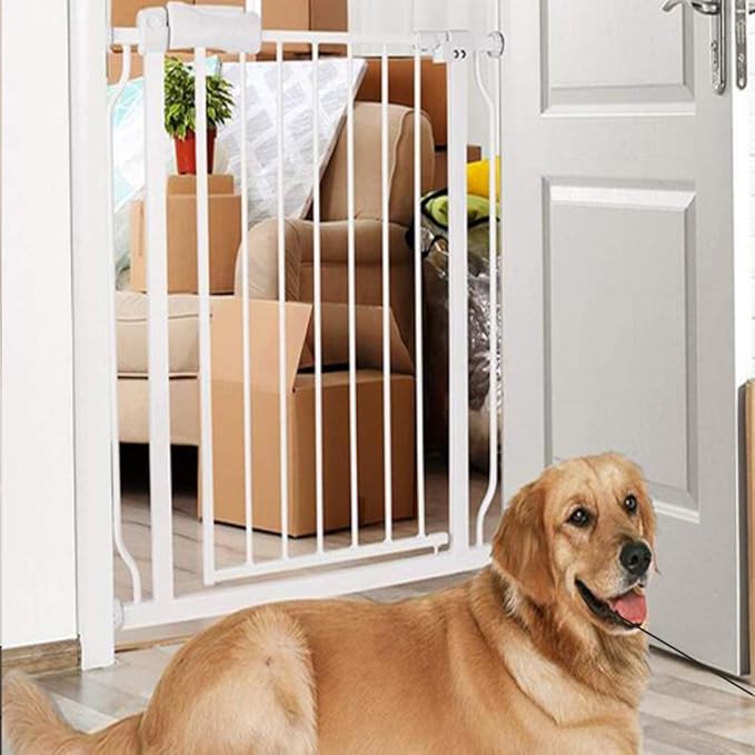 ALLAIBB Extra Wide Pressure Mount Baby Gate Auto Close White Metal Child Dog by ALLAIBB
