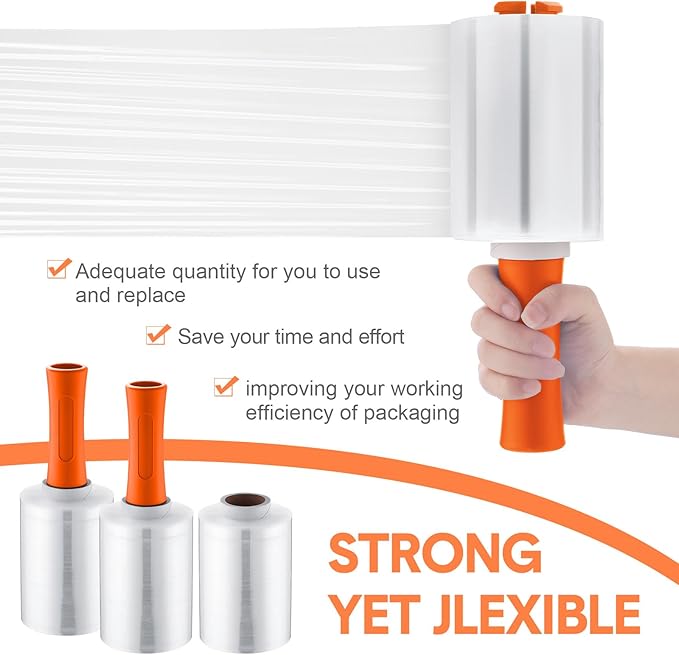 Jutom 8 Pcs Clear Stretch Wrap Roll Plastic Wrap - Image 5