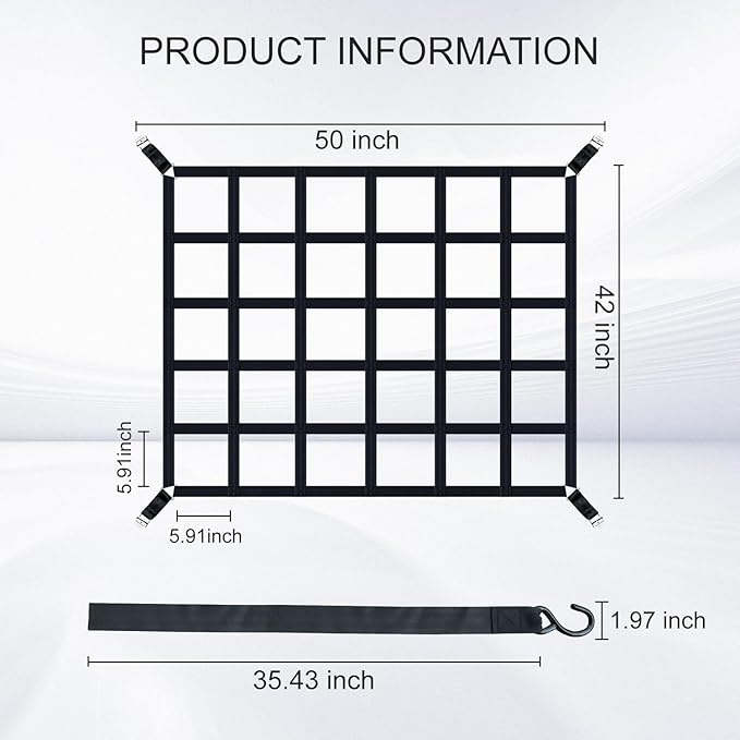Cargo Net for Pickup Truck Bed, Heavy Duty 1100 lbs Capacity, Adjustable Cam - Image 2