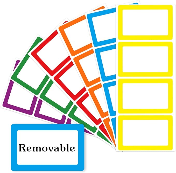 Removable Name Tags, 3 1/2" x 2 1/4", 6 Colors 120 Waterproof Name Badges by Yeachlaing