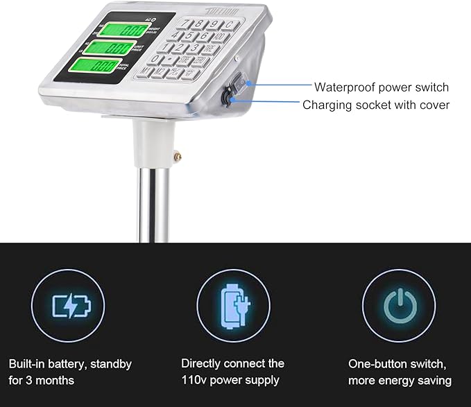 TUFFIOM 661lbs Weight Electronic Platform Scale, Stainless Steel - Image 4