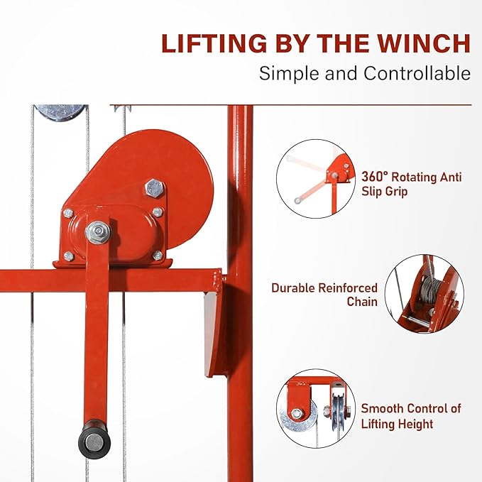 Material Lift Winch Stacker, 440 lbs Capacity Table Cart, 35.4" Lifting Height - Image 4