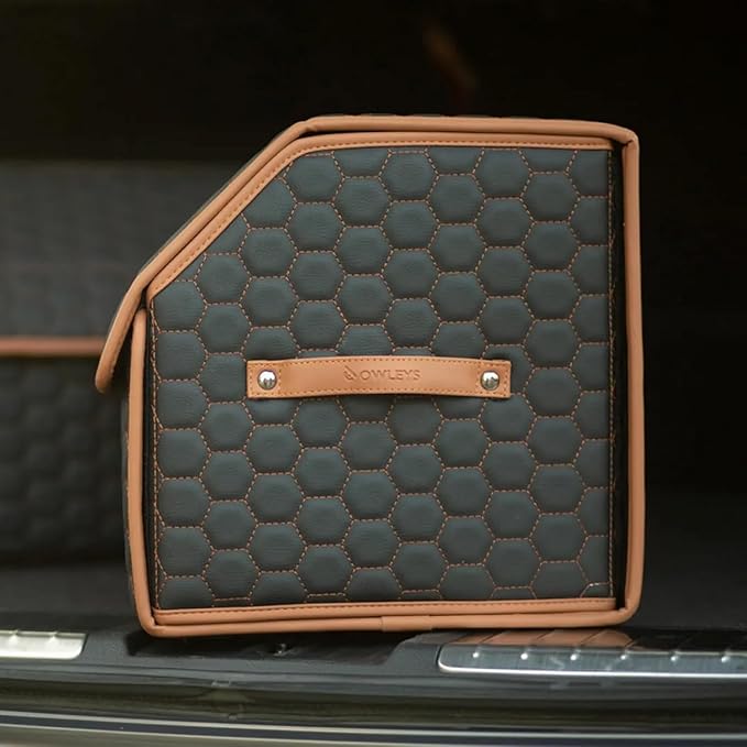 Owleys Rear Cargo Organizer For SUV | Set Of 17.7" & 21.6" Eco-Leather Crates | - Image 8