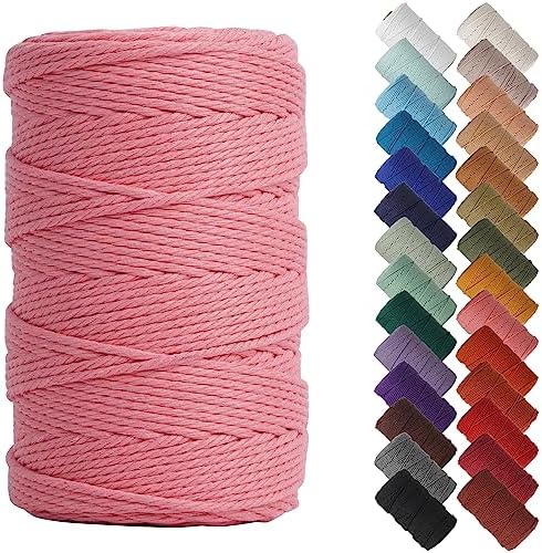 NOANTA Dark Pink Macrame Cord 4mm x 109yards, Cotton Rope Macrame Yarn by NOANTA