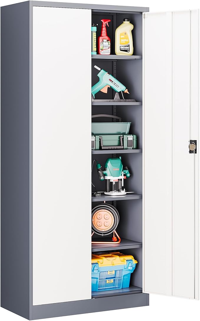 Metal Tool Storage Cabinet, Lockable File Cabinet by LISSIMO