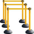 6 Pack Premium Crowd Control Stanchion Set, Heavy-Duty Base, Safety Rope by OranLite