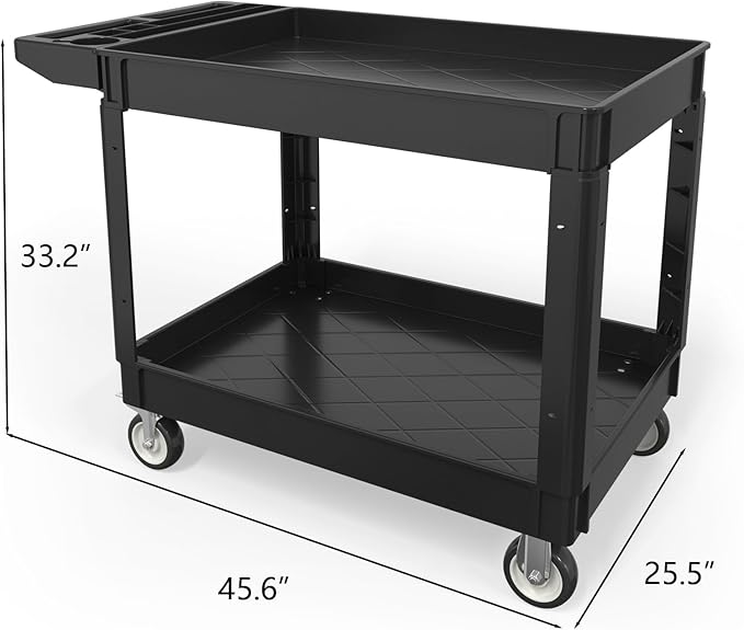 550LBS Utility Cart, 2-Tier 46x25 Inch Utility Cart - Image 3