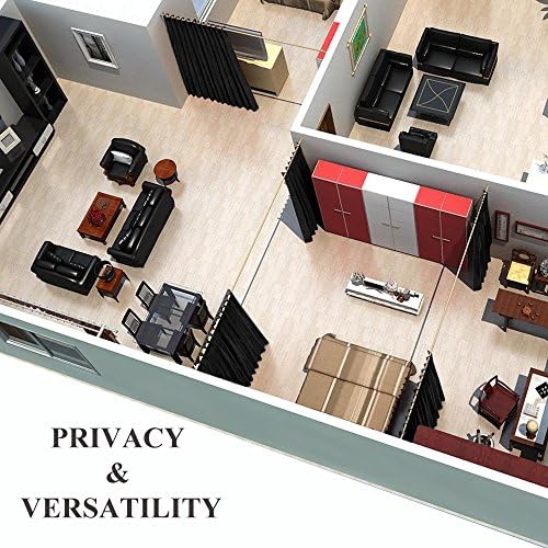 NICETOWN Room Separating Divider, Room Divider Curtains Screen Partition, Function Thermal Blackout Patio Door Curtain Panel, Sliding Door Insulated Curtain, Black, 8.3ft Wide x 8ft Long - Image 6