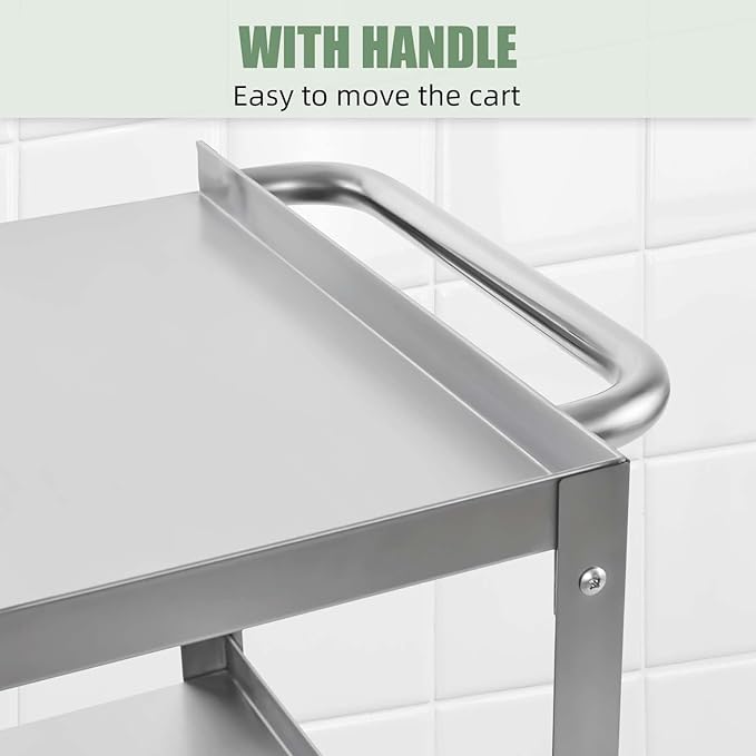 Hally Stainless Steel Utility Cart 3 Tier NSF Commercial Heavy Duty Metal - Image 3