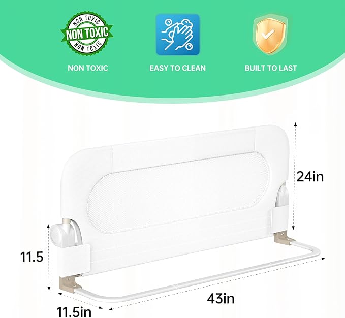 Folding Bed Rail for Toddlers, Baby Bed Rail Guard - Image 2