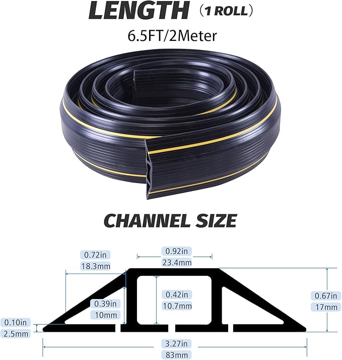6.5FT Heavy Duty PVC Floor Cable Cover, Floor Cord Cover, Cable Protector - Image 2