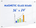 Magnetic Glass Whiteboard, Large Frameless White Board by QUEENLINK
