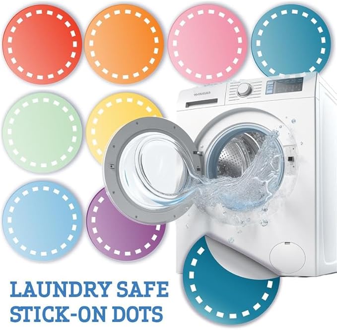 Clothing Labels, Color Coded Dots, Stick-On Dots, 8 Colors, 25 of Each Color - Image 6