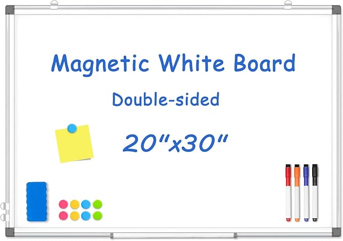 Double-Sided White Board Dry Erase, Magnetic Whiteboard by WALGLASS