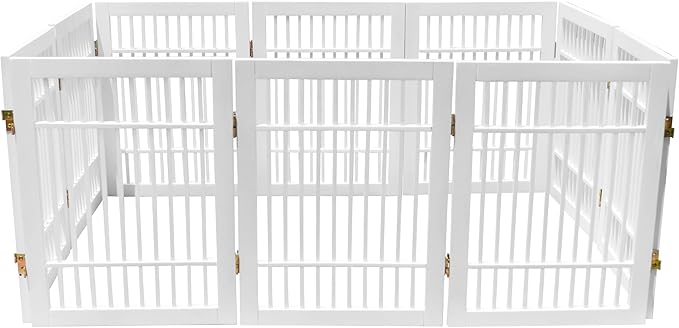 Pet Dog Gate Strong and Durable Freestanding Folding Acacia Hardwood Portable - Image 5
