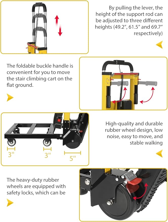 Electric Stair Climbing Dolly, 400lb Max Load Heavy Duty, Powered Stair Climber - Image 3
