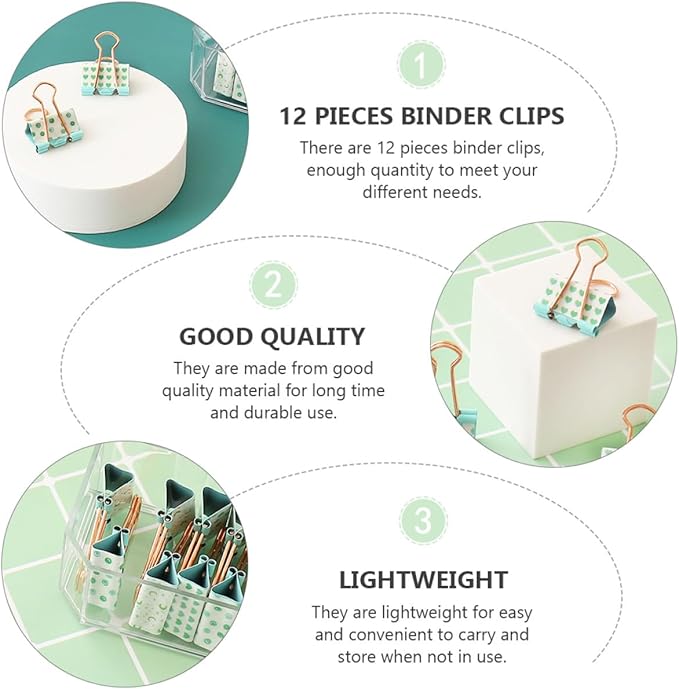 12pcs Metal Binder Clips Paper Clamps Multi-Functional Office File Organizing - Image 3