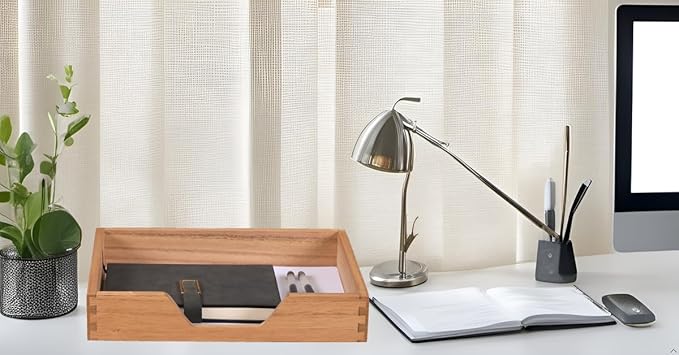Wood Letter-Size Tray for Office Desktop Organizer - Image 4