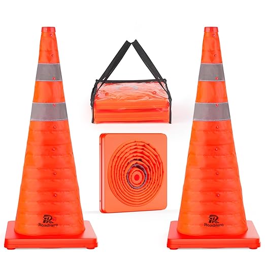 RoadHero 28 Inch 2 Pack Collapsible Traffic Safety Cones, Parking Lots by RoadHeroUS