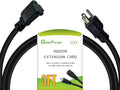 12 Gauge Indoor Heavy Duty Black Extension Cord 3 FT, 12 AWG SJTW Electrical by GreenProsper