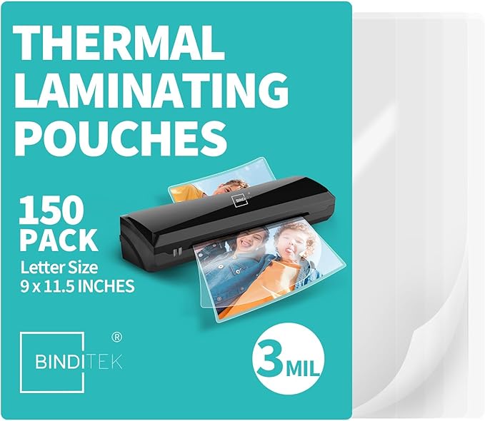 Binditek 150 Pack 3 Mil Thermal Laminating Pouches, 9x11.5 Inches Laminating by Binditek
