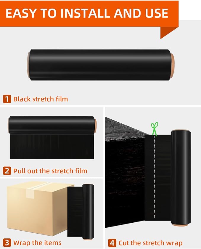 Black Stretch Film/Wrapping Paper Thickness, 18 Inch 1500 Feet Plastic wrap roll - Image 4