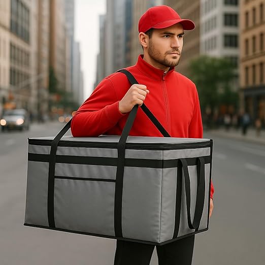 2 Pack XXXL Gray Insulated Food Delivery Bag Cooler Bags Keep Food Warm - Image 4