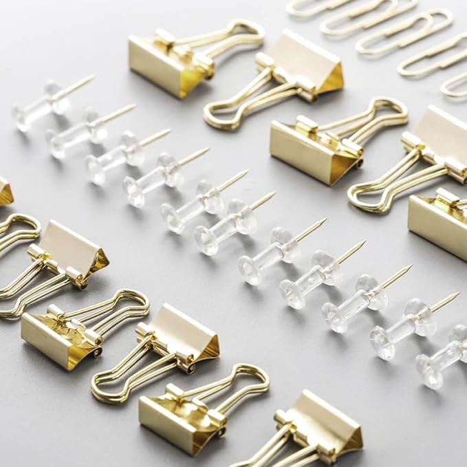 Paper Clips and Binder Clips Set, Metal Assorted Sized Binders - Image 3
