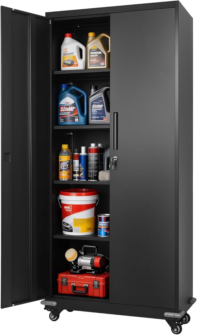 VEVOR Metal Storage Cabinet, 72.6 in Rolling Steel Garage Cabinet by VEVOR