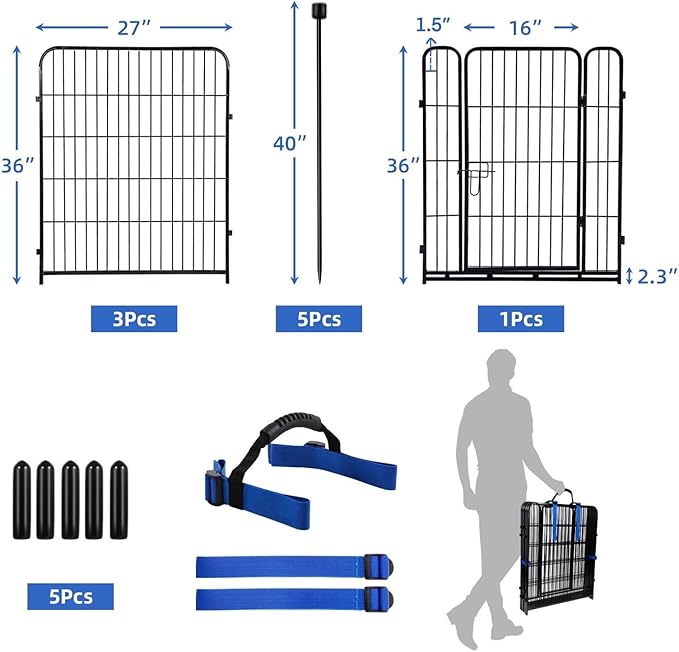 ADAVIN Tall Garden Fence with Gate, 36 in 4 Panels Heavy Duty Iron Metal Animal - Image 3