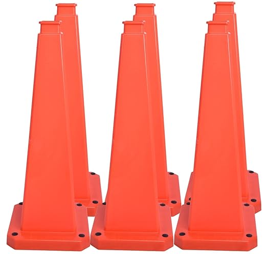 BESEA 6 Pack 28" Bright Orange Traffic Safety Cones by BeSea