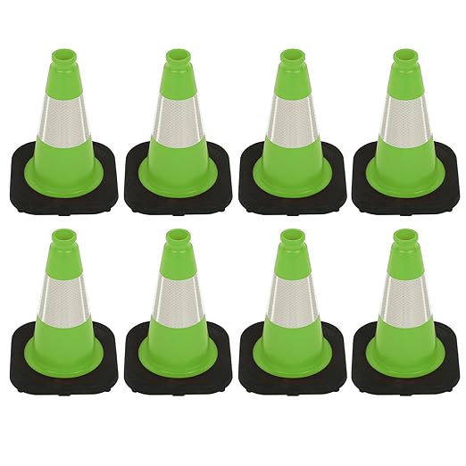 8 Pack 12 Inch Green PVC Traffic Cones Black Base Stable Durable, Sport by OranclUS