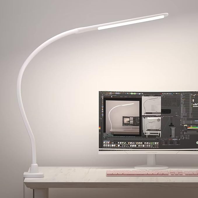 LED Desk Lamp With Clamp, 10W Gooseneck Lamps Touch Control, Swing Arm Clamp by Hokone