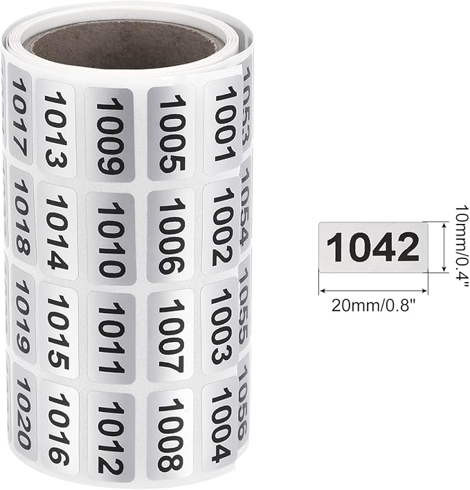 MECCANIXITY 1001 to 2000 Consecutive Number Stickers Inventory Label Black - Image 2