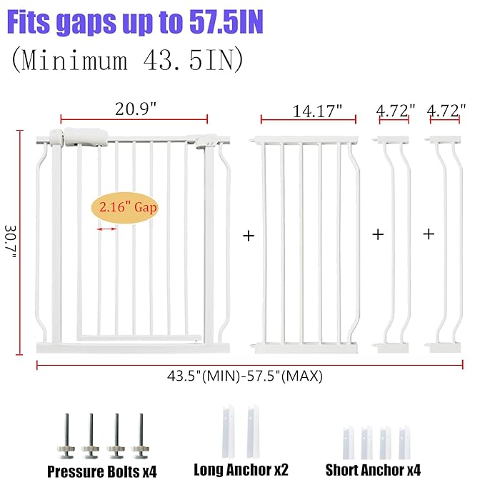 Extra Wide Baby Gate 53-57.5 Inch, Tension Mounted No Drilling, Auto Close - Image 2