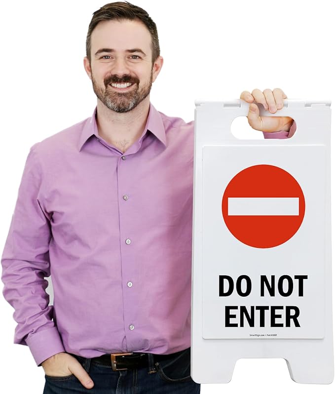 SmartSign 25 x 12 inch “Do Not Enter” Two-Sided Folding Floor Sign, Digitally - Image 2