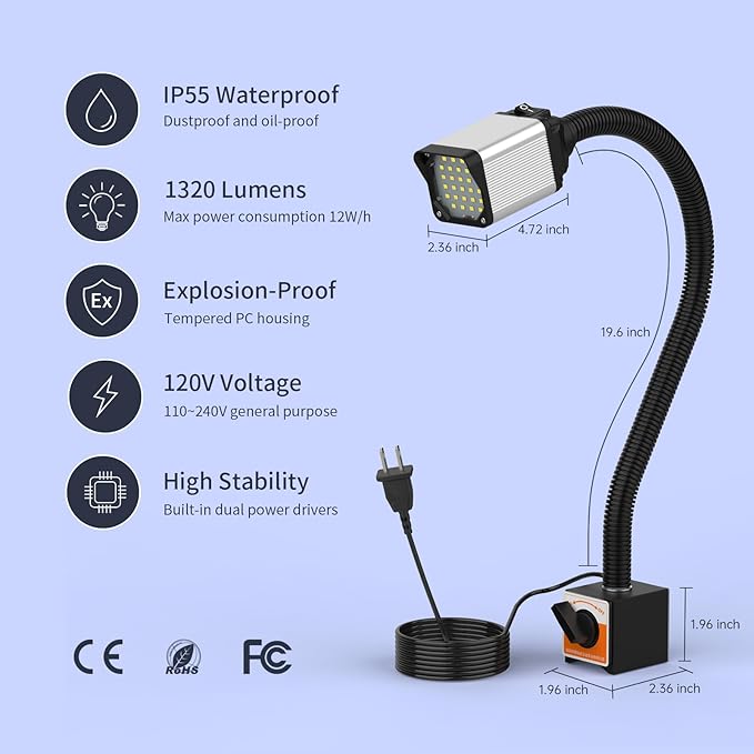 28LEDs Magnetic Light, 1320 Lumen 120v Flexible Gooseneck Work Light - Image 5