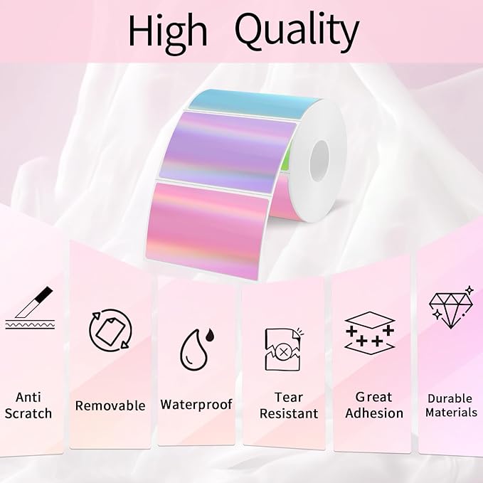 3x2 Inch Holographic Thermal Labels, Colorful Direct Thermal Stickers Label - Image 4