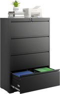 4 Drawer File Cabinet with Lock, Lateral Filing Cabinets, Metal Storage Filing by Unknown