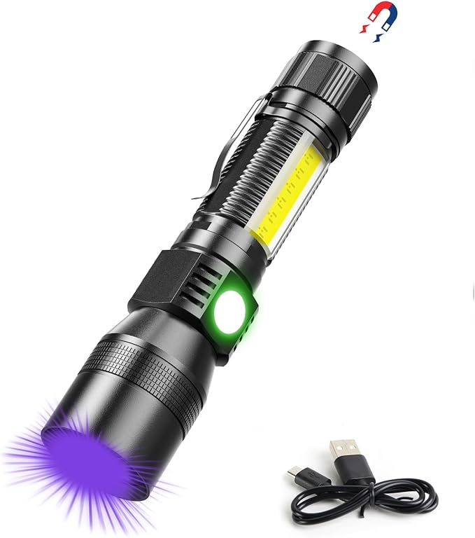 UV Flashlight Blacklight, USB Rechargeable Flashlights Magnetic Flashlight by Spriak%E5%93%81%E7%89%8C%E6%97%97%E8%88%B0%E5%BA%97