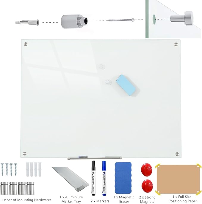 Glass Whiteboard Magnetic Dry Erase Board 48 x 36 Inches, Wall Mounted Glass - Image 5