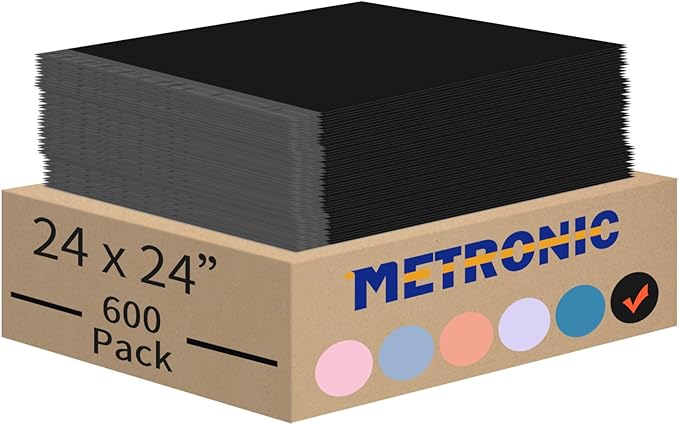 METRONIC Large Poly Mailers 24x24" 600PC Black, Strong Adhensive Shipping Bags by METRONIC