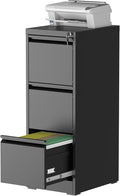 3 Drawer File Cabinet with Lock, Steel Vertical Filing Storage Cabinet by Unknown