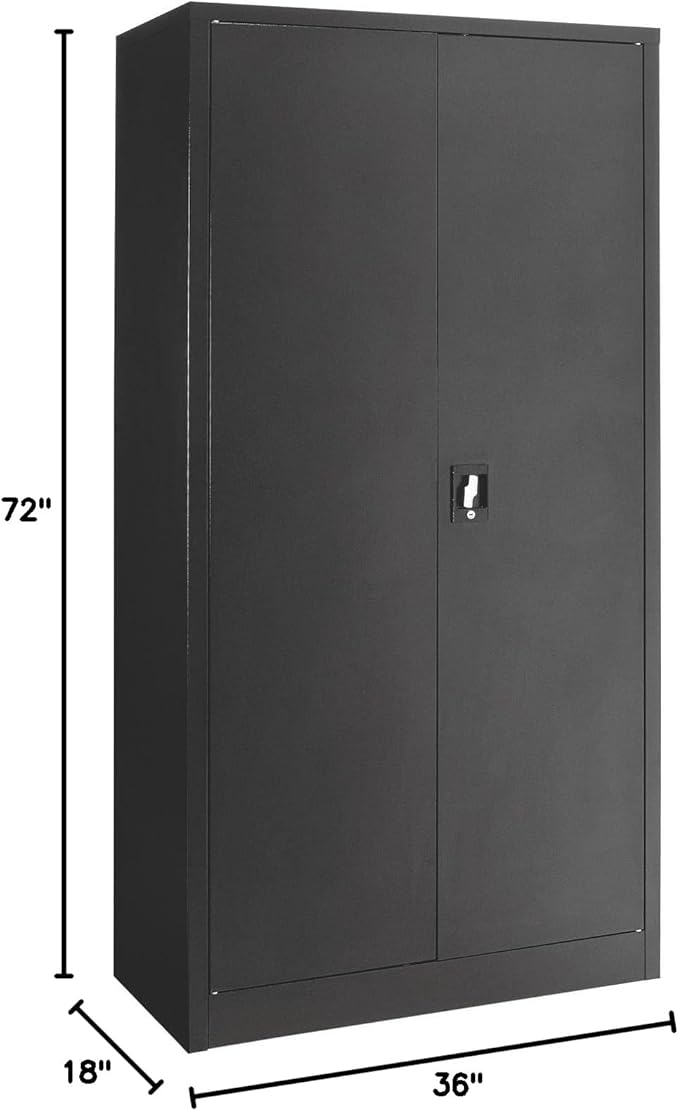 Global Industrial Janitorial Cabinet Assembled 36x18x72 Black - Image 2